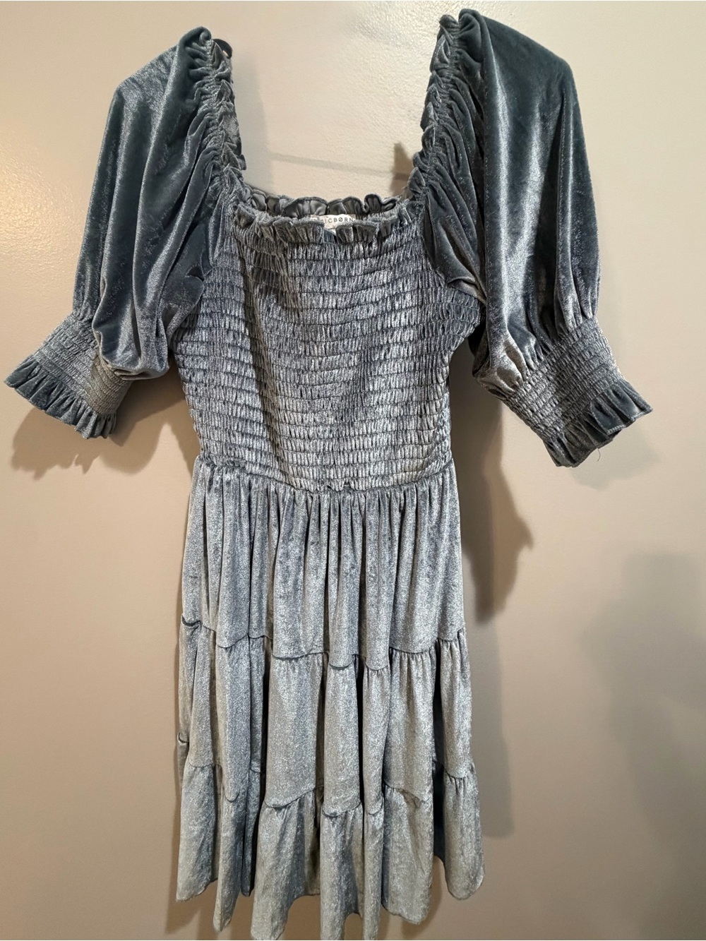 Boltic Born Velvet Midi Dress - Steel Blue